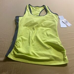 Neon Yellow Racerback Tank Top with Gray Trim - Unbranded